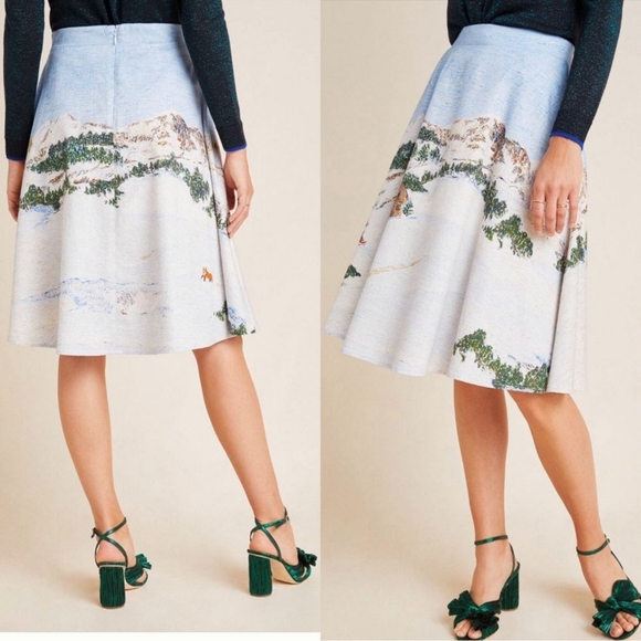 NWT Anthropologie Winter Wonderland Midi Skirt Corey Lynn Calter - Picture 3 of 6